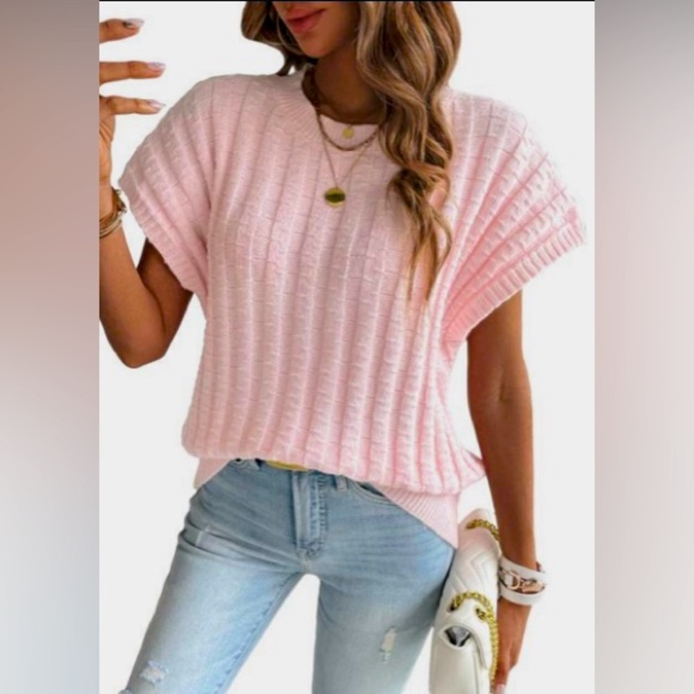 NWOT Verdusa Women's Short Dolman Sleeve Round
Neck Knit Sweater Pullovers Top